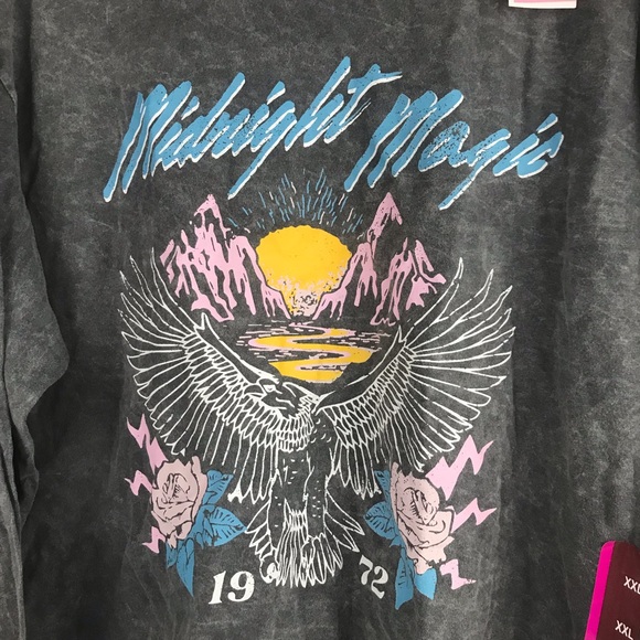 Grayson Thread Midnight Magic Gray Crop Graphic Tee Long Sleeve Top Size XL - Picture 3 of 5